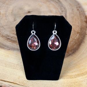 Maroon Teardrop Rhinestone Earrings